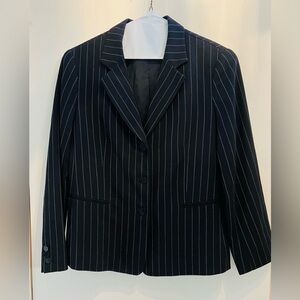 Lafayette 148 New York Black With Purple Pinstripe 3 Buttons Blazer - Size 10